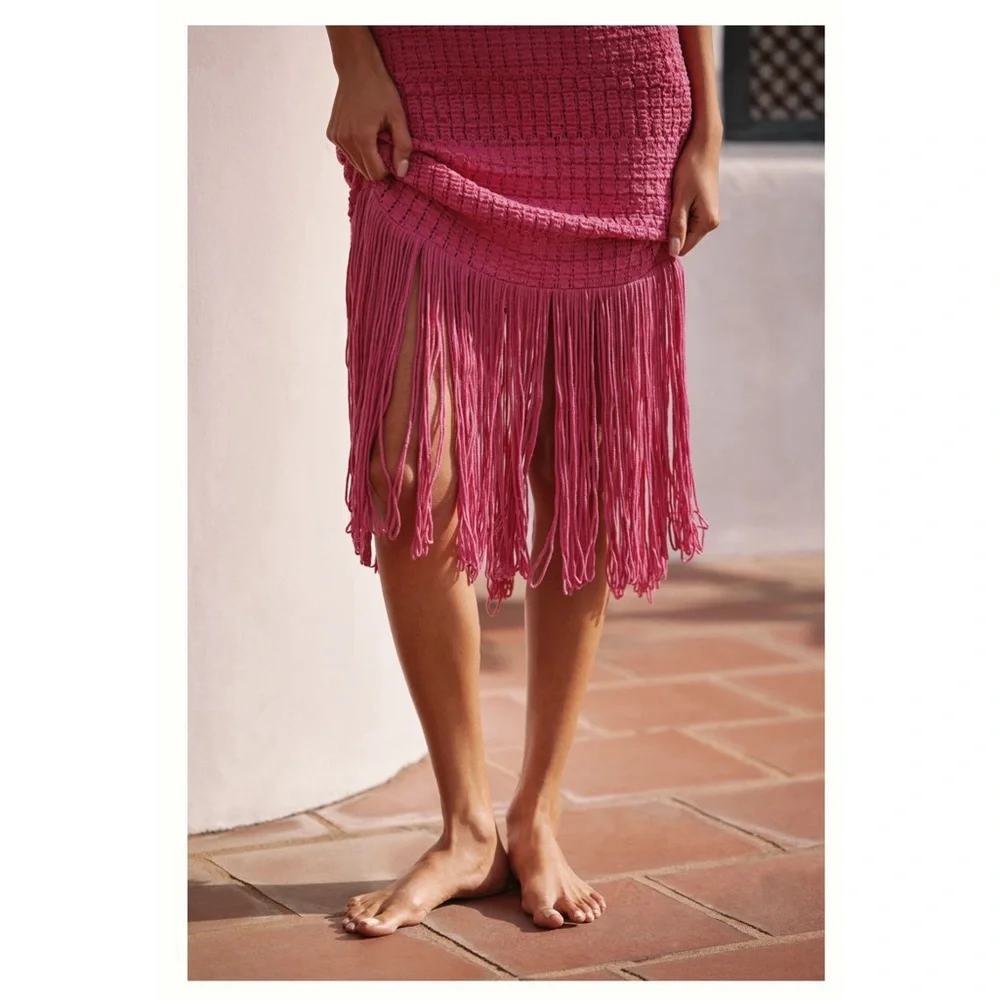 Crochet Fringe Strapless Dress - Picture 3 of 6